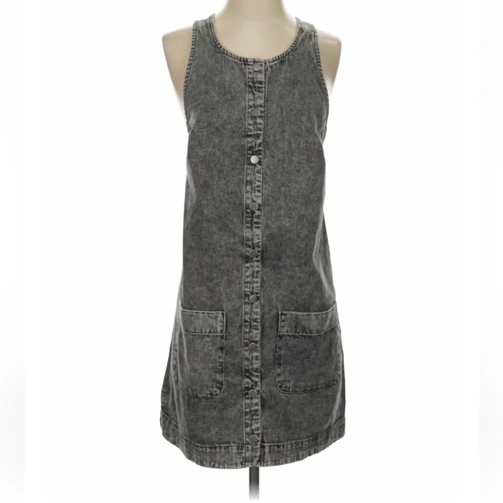 Free People Black Button-Front Mini Dress